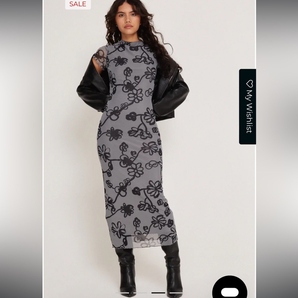 NWT NEVER WORN Motel Rocks Doodle Flower Mesh dress, LARGE OUT OF STOCK ONLINE